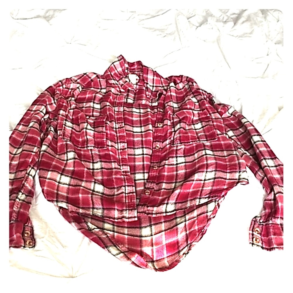 Forever 21 Pink Plaid Button Down Top